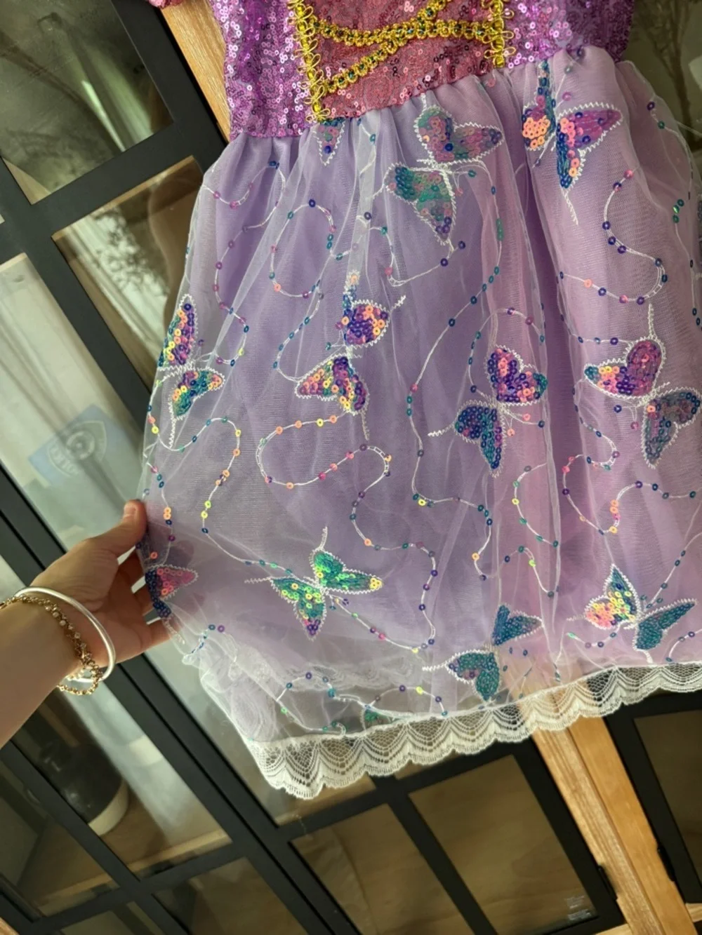 Rapunzel costume gown dress toddler lace butterflies sequins tangled princess